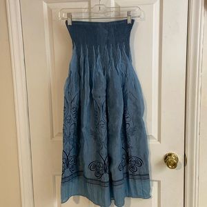 Lapis strapless dress or could be long skirt.